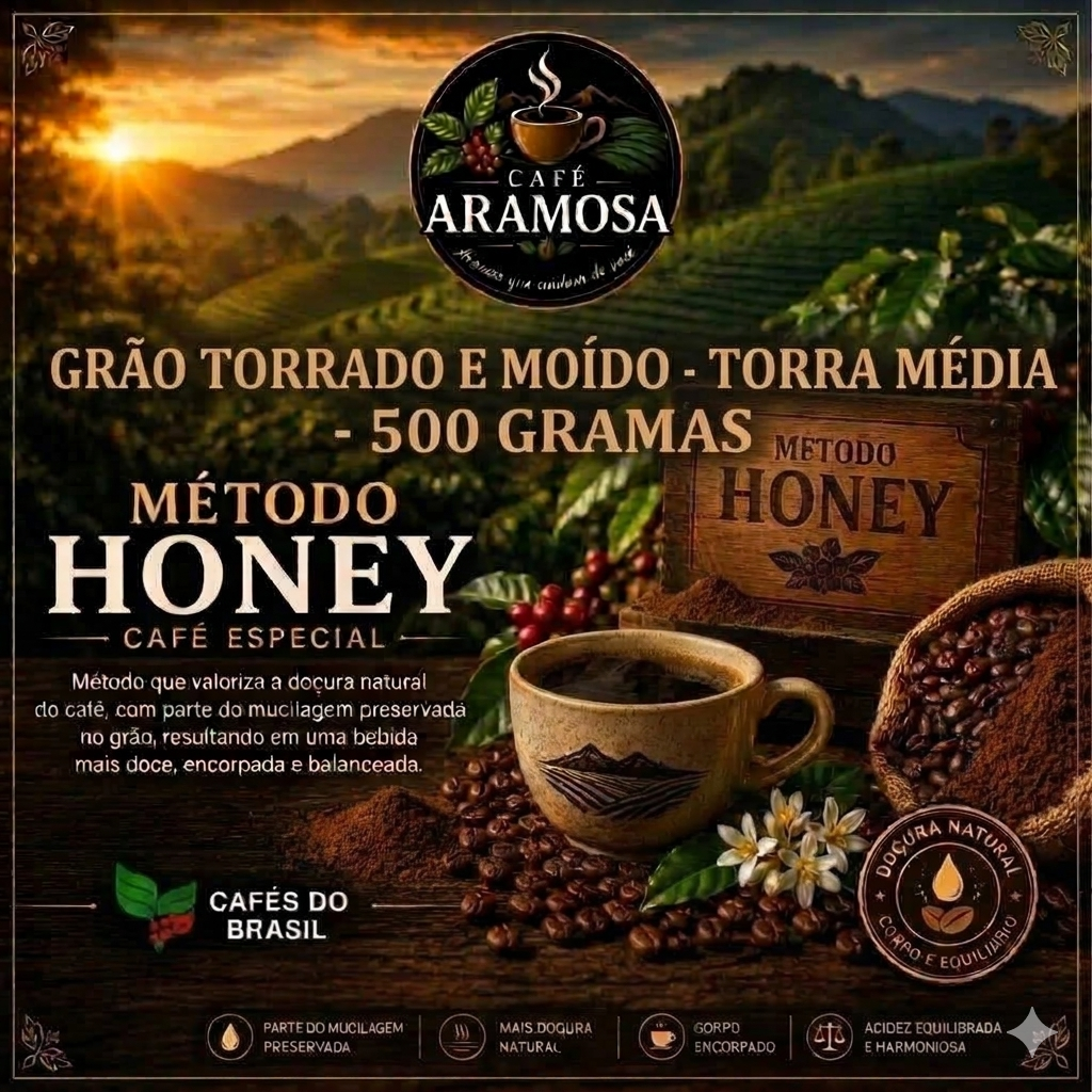 Café Aramosa Método Honey GRÃO TORRADO E MOÍDO